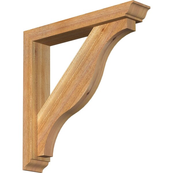 Ekena Millwork Funston Traditional Rough Sawn Bracket w/ Offset Brace, Western Red Cedar, 4"W x 22"D x 22"H BKT0402X22X22FST01RWR - main